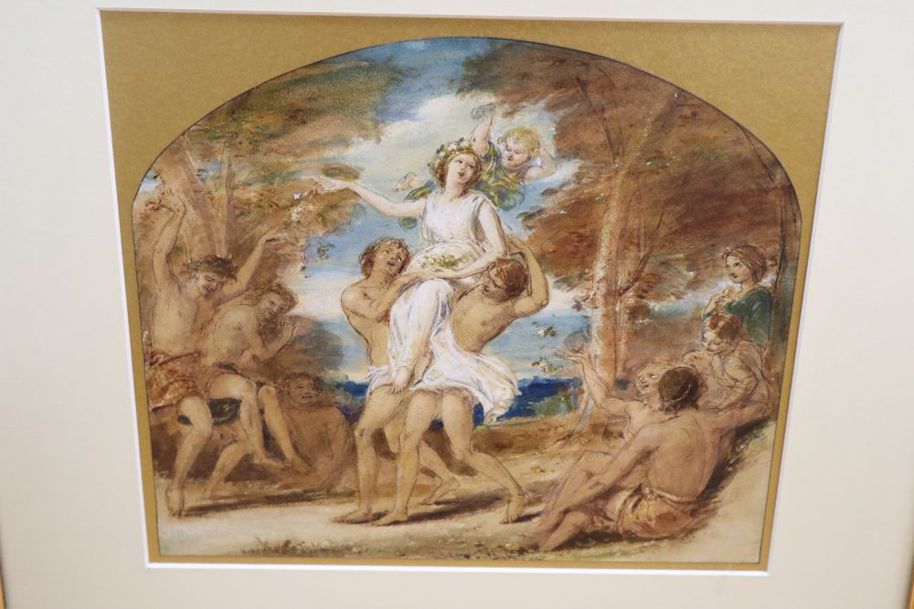 Circle of William Edward Frost (1810-1877), Una with Fauns and Wood Nymphs, pen, ink and wash and sundry pictures,